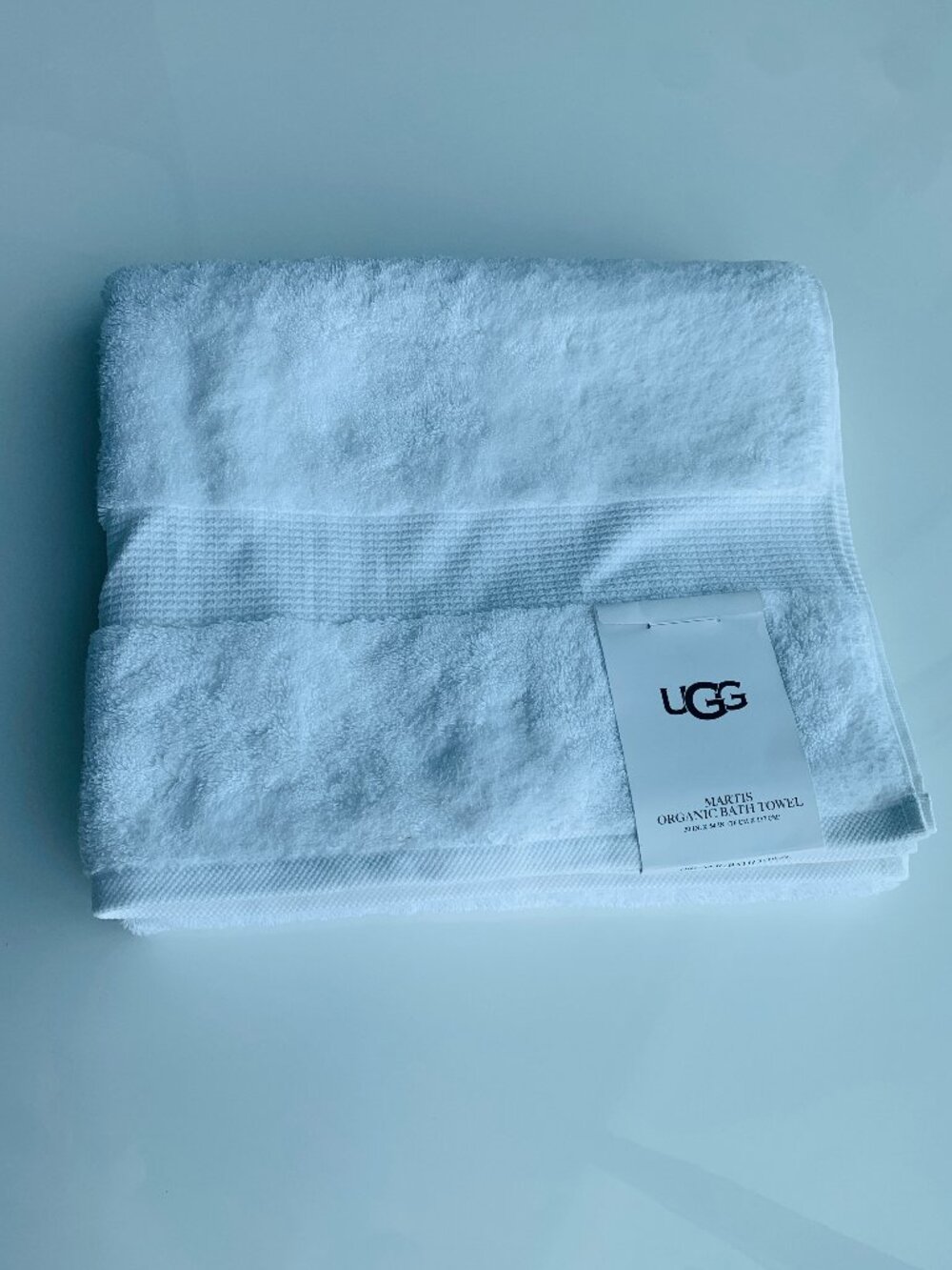 NEW, UGG 100% Organic Cotton White Bath Towel, Made in Turkey